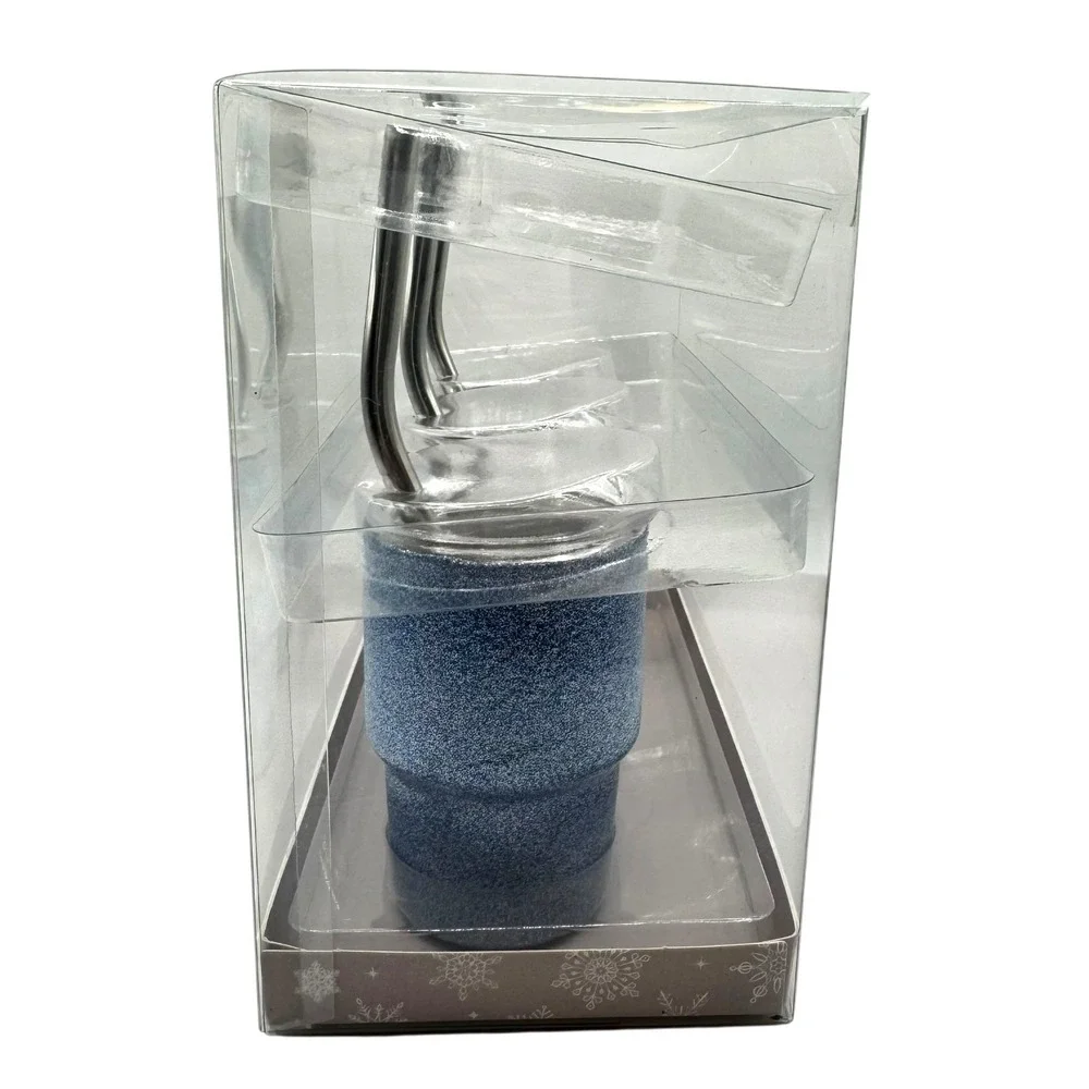Merry Makers 3oz Mini Party Tumbler Set of 3‎ Stainless Steel Blue Silver G72Q